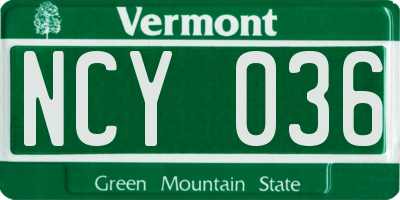 VT license plate NCY036
