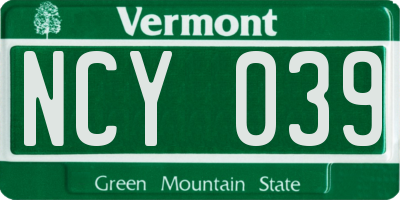 VT license plate NCY039