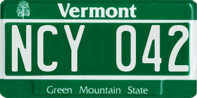 VT license plate NCY042