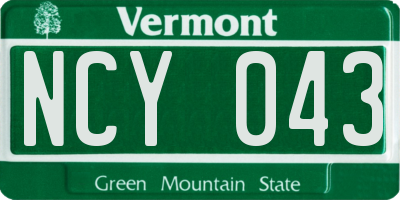 VT license plate NCY043