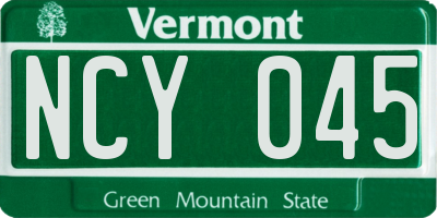 VT license plate NCY045