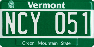 VT license plate NCY051