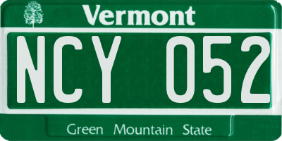 VT license plate NCY052