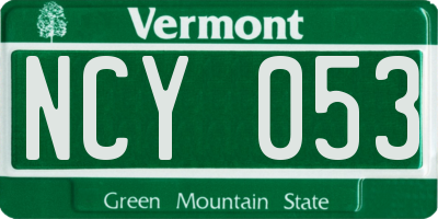 VT license plate NCY053