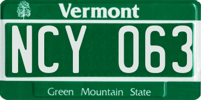VT license plate NCY063