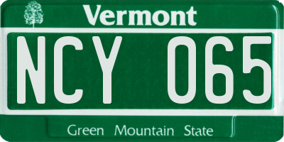 VT license plate NCY065