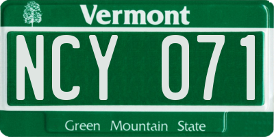 VT license plate NCY071