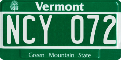 VT license plate NCY072