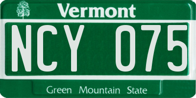 VT license plate NCY075