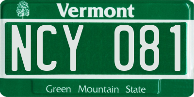 VT license plate NCY081