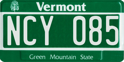 VT license plate NCY085