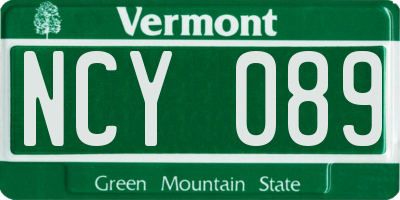 VT license plate NCY089