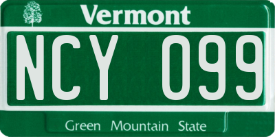 VT license plate NCY099