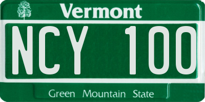 VT license plate NCY100