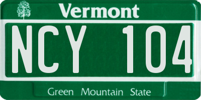 VT license plate NCY104