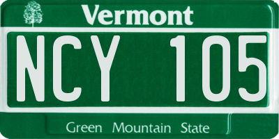 VT license plate NCY105