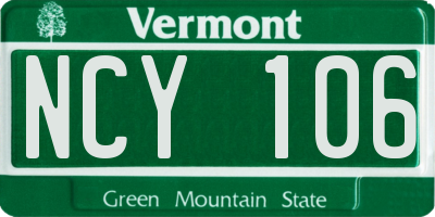 VT license plate NCY106