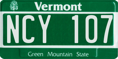 VT license plate NCY107