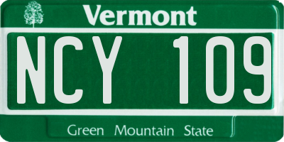 VT license plate NCY109