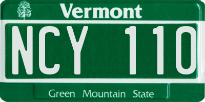 VT license plate NCY110