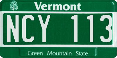 VT license plate NCY113