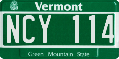 VT license plate NCY114