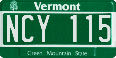 VT license plate NCY115