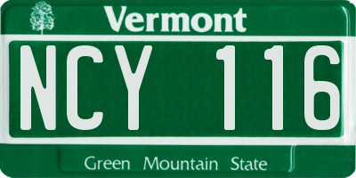 VT license plate NCY116