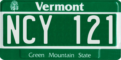 VT license plate NCY121