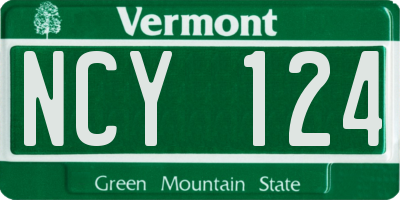 VT license plate NCY124