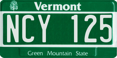 VT license plate NCY125