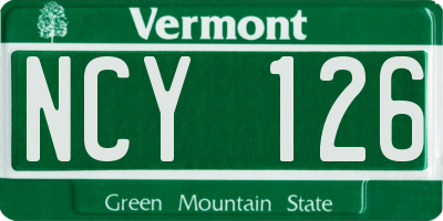 VT license plate NCY126