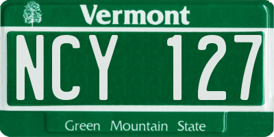 VT license plate NCY127