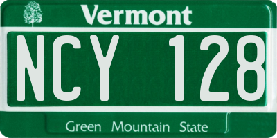 VT license plate NCY128