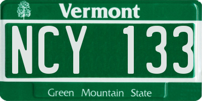 VT license plate NCY133