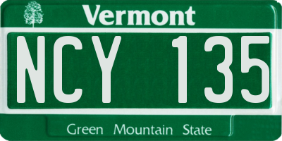VT license plate NCY135