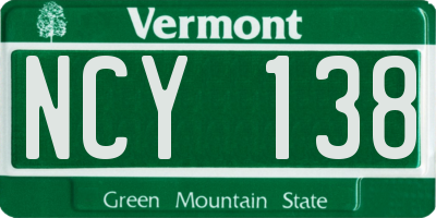 VT license plate NCY138