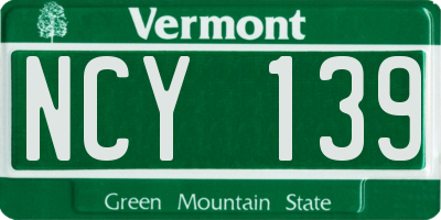 VT license plate NCY139