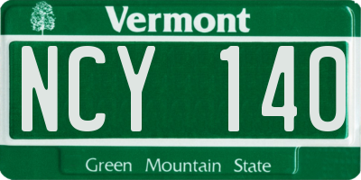 VT license plate NCY140