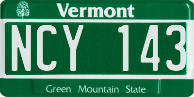 VT license plate NCY143