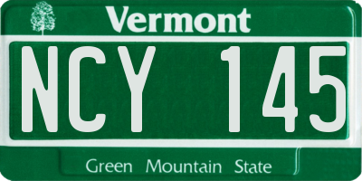 VT license plate NCY145