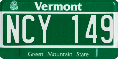 VT license plate NCY149