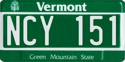VT license plate NCY151