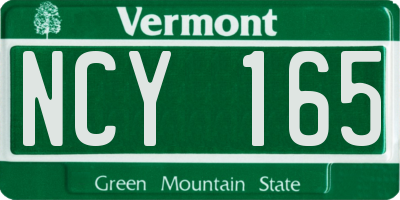 VT license plate NCY165