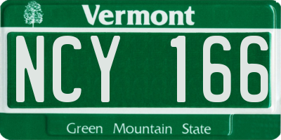 VT license plate NCY166