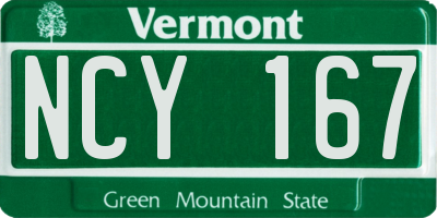 VT license plate NCY167