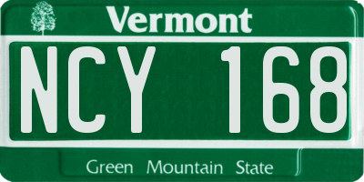 VT license plate NCY168