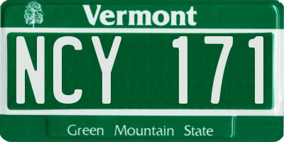 VT license plate NCY171