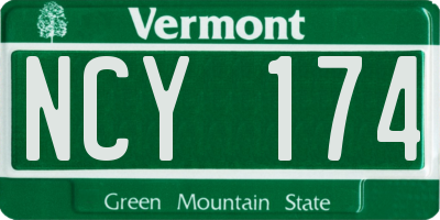 VT license plate NCY174