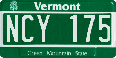 VT license plate NCY175